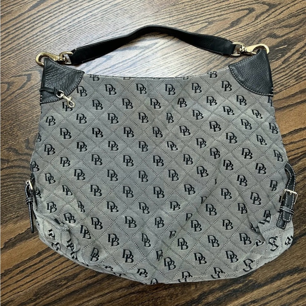 Dooney & Bourke Black and Gray Quilted Hobo Bag